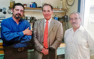 With Michael T. Wright at greek watchmaker's workshop in Athens, Europe